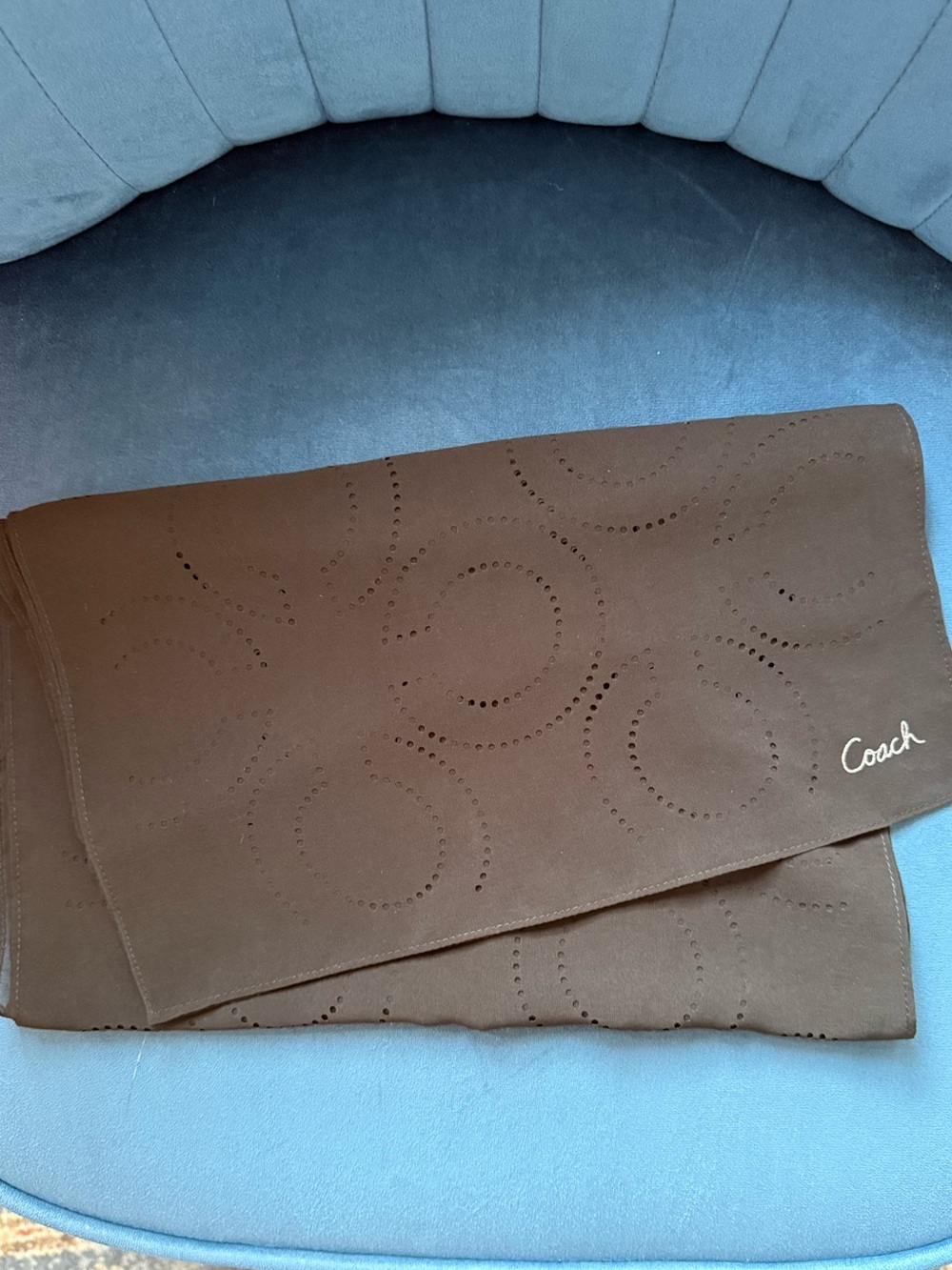 Coach Black Signature C Perforated Logo Oblong Scarf Wrap 61” x 13”